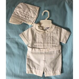 Vtg Alexis Easter, Christening/Baptism Outfit Baby Boy White W/Hat 3 Month NEW